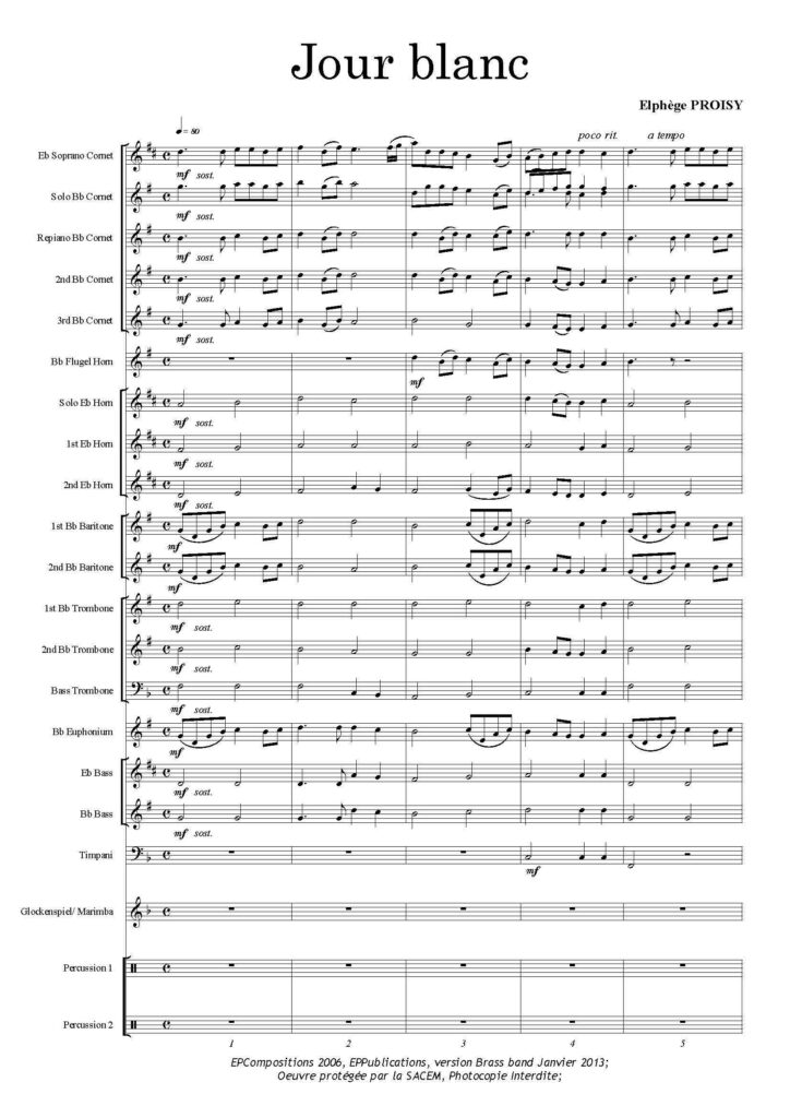 première page Jour blanc brass band