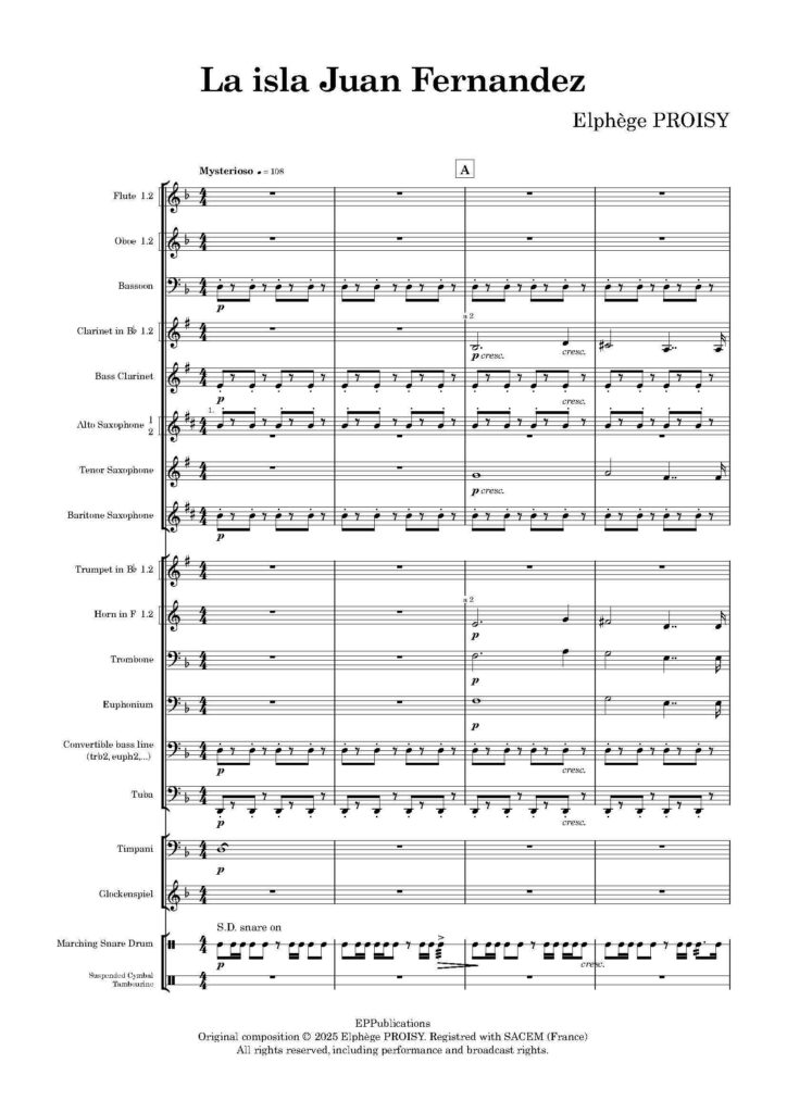 première page partition la Isla Juan Fernandez