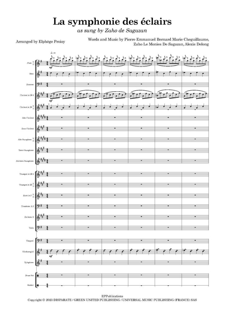 première page arrangement La symphonie des éclairs