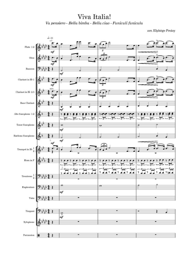 première page partition Viva Italia!