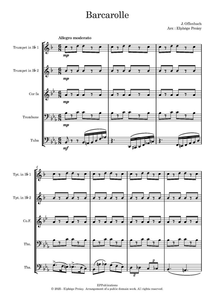 première page Barcarolle quintette