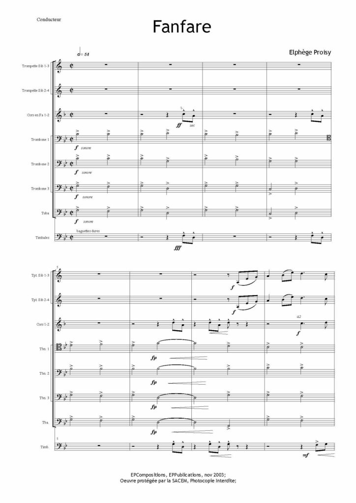 première page Fanfare Elphège PROISY